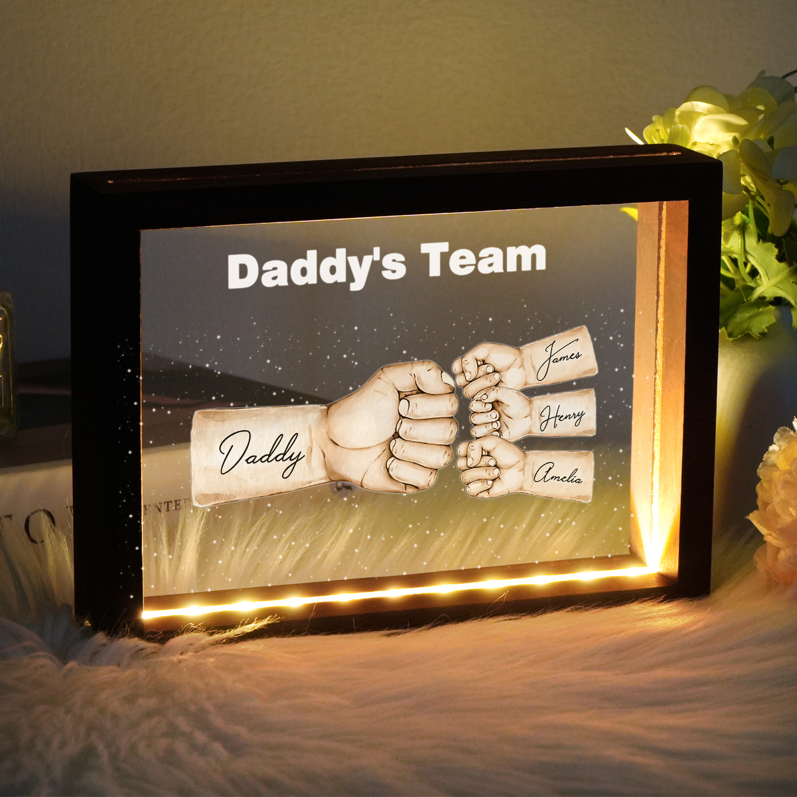 Custom Fists Night Light Personalized Name Father's Day Gifts for Dad - soufeelau
