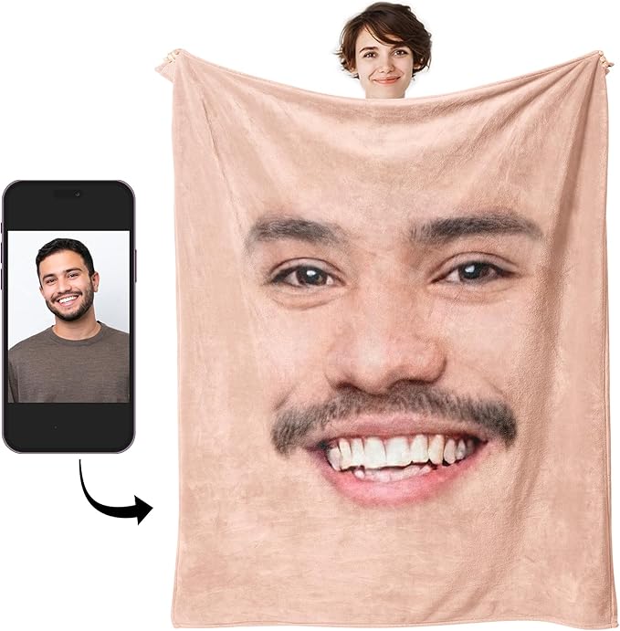 Custom Face Blanket with Photos Personalized Faces Blanket with Picture Funny Face Throw Blankets Gift for Valentine's Day - soufeelau