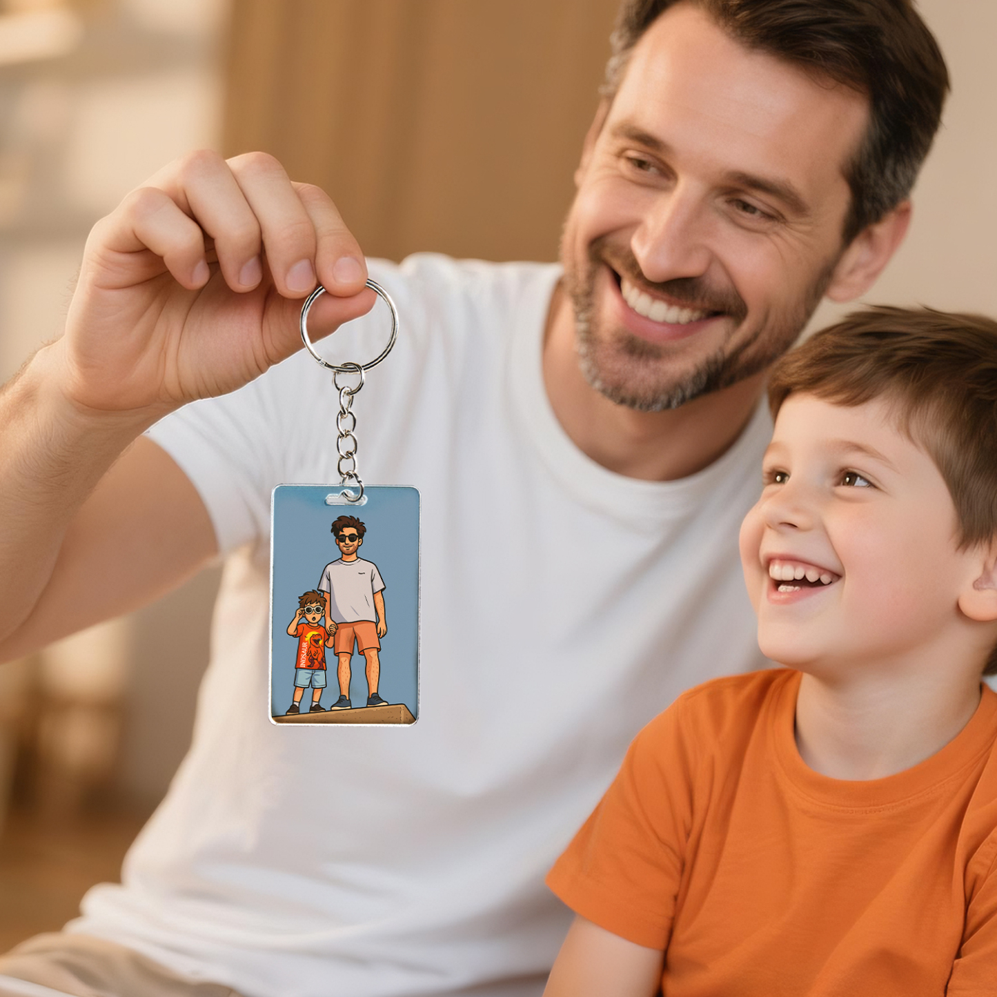 Personalized Keychain Photo Custom Anime Portrait Cartoon Style Father's Day Gift - soufeelau