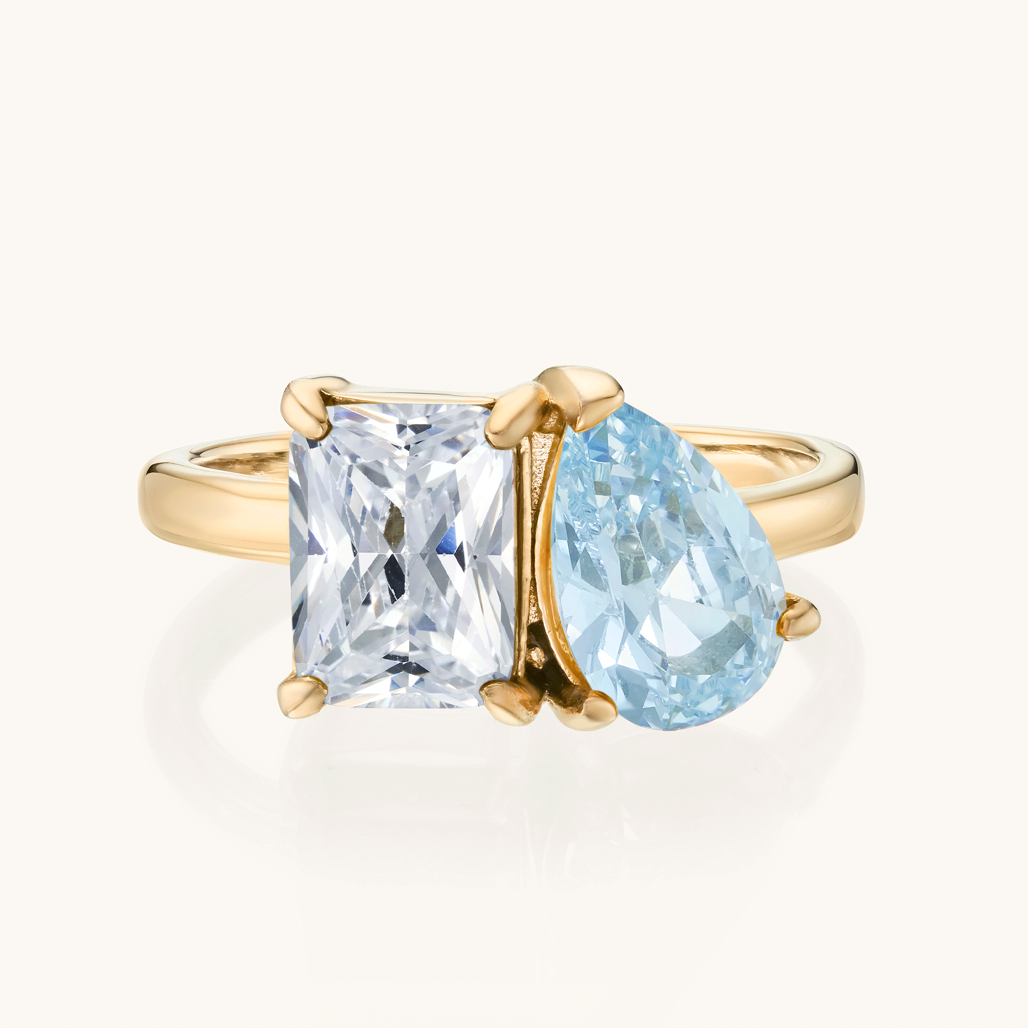 Toi Et Moi Birthstone Ring Personalized Two Stone Ring for Couples Valentine’s Day Gift for Her - soufeelau