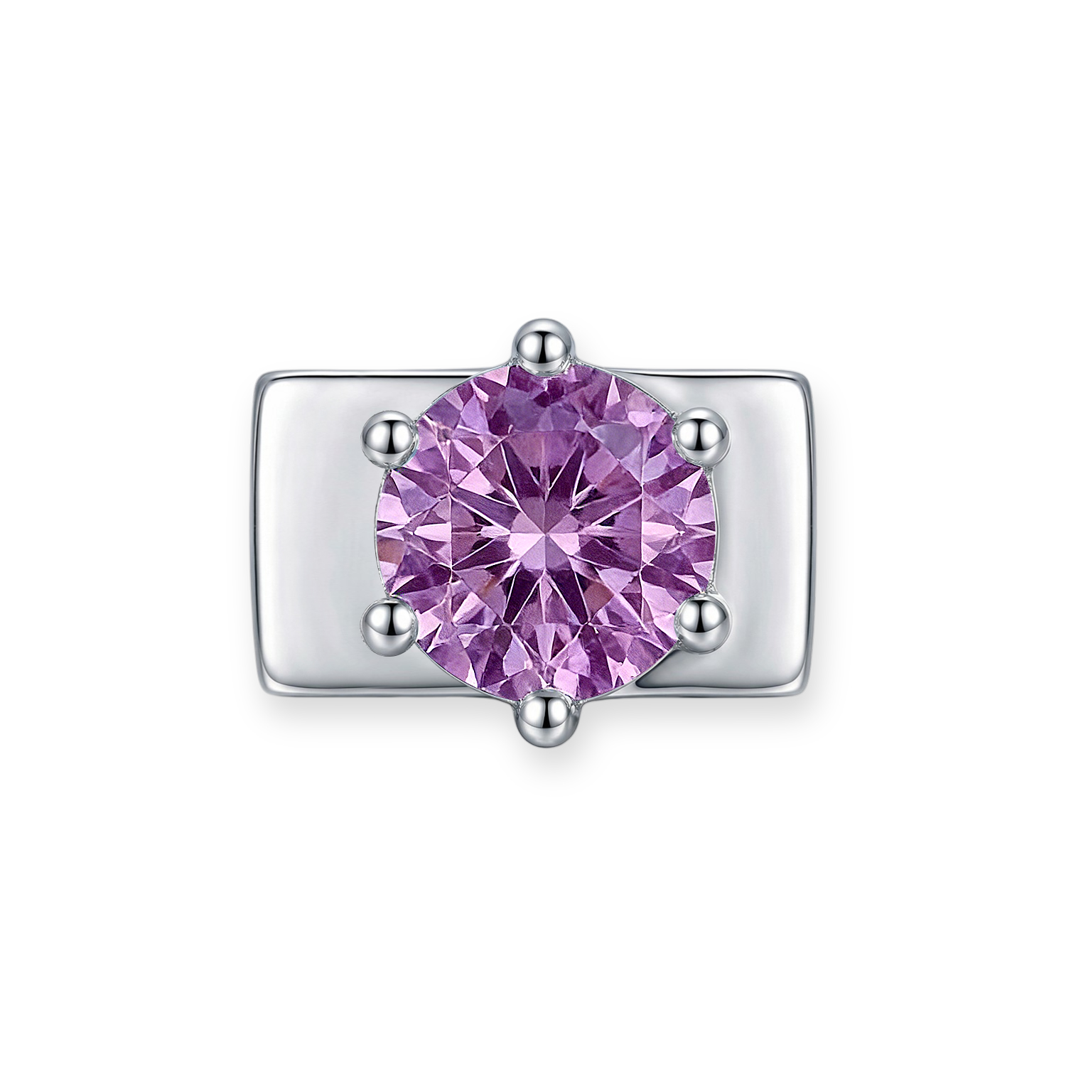 Purple Round Diamond Charm - Silver - soufeelau