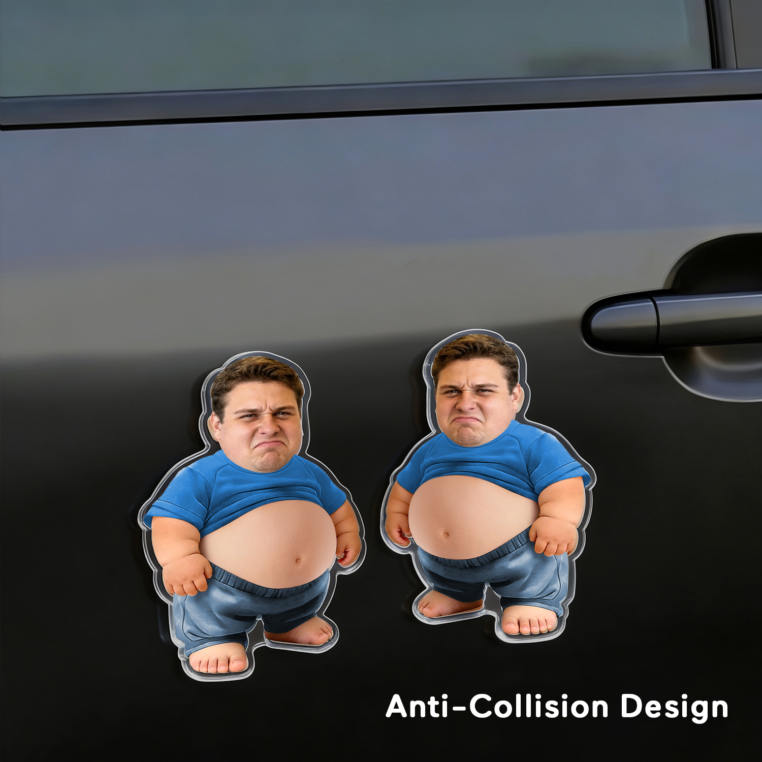 Custom Face Squishy Belly Anti-collision Sticker – Personalized Photo Sticker with Soft Squeeze Belly, Cute Funny Gift for Couples & Friends