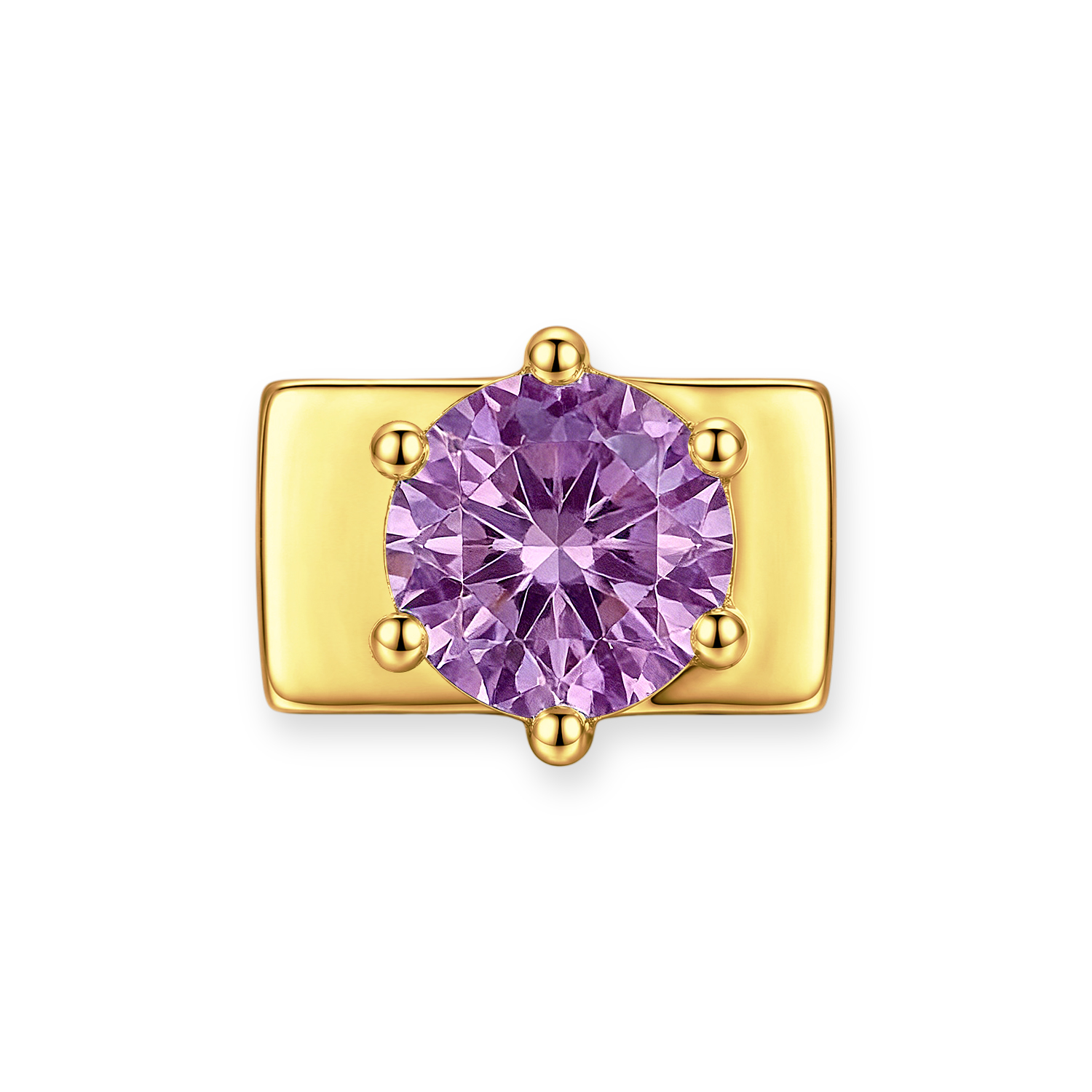 Purple Round Diamond Charm - Gold - soufeelau