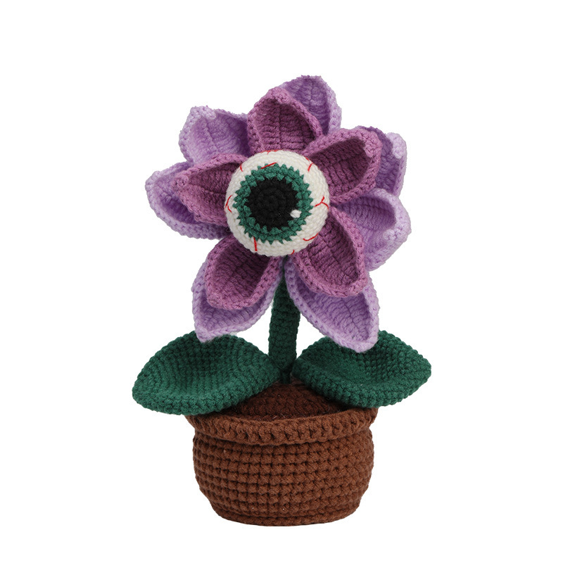 Halloween Pumpkin Piranha Big Eyes Multi-Eye Potted Hand-Woven Wool Ball Doll Material Package Best Gift for Halloween - soufeelau