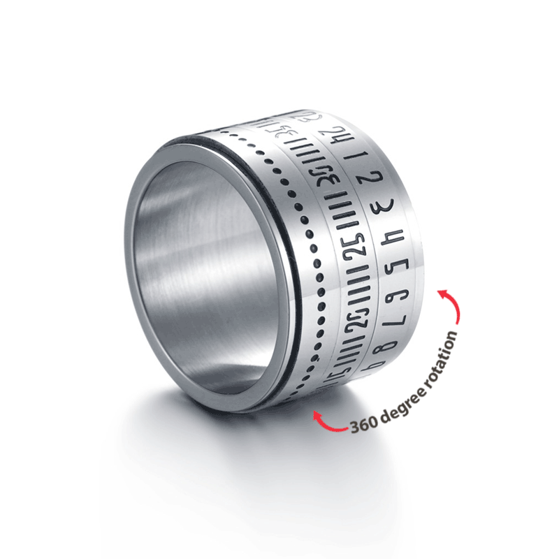 Arabic Number Anxiety Ring Spinner Engraved Roman Numerals Rotatable Jewelry for Men - soufeelau