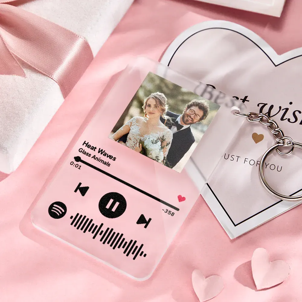Scannable Spotify Code Plaque Keychain Music and Photo Acrylic, Song Keychain Gifts 2.1in*3.4in (5.4*8.6cm)