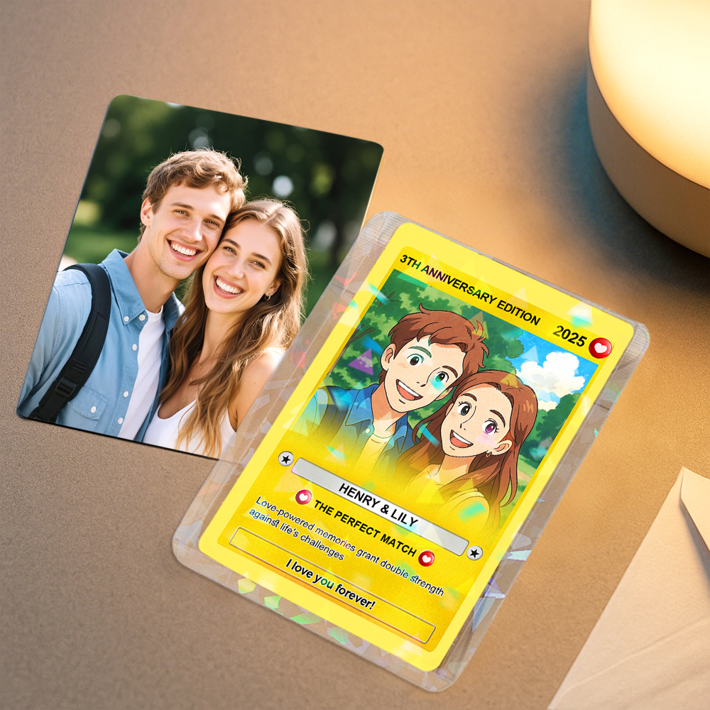 Personalized Anniversary Anime Card Custom Photo Anime Card Gamer Gifts for Husband - soufeelau