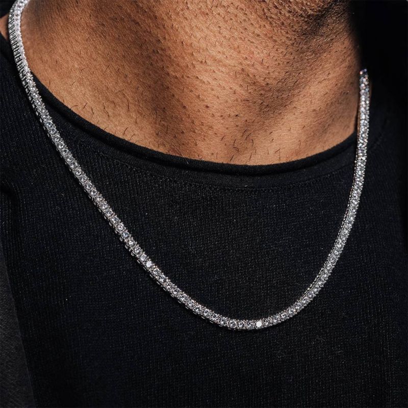 Spring Clasp White Gold Tennis Necklace Fashion Hip Hop Style - soufeelau