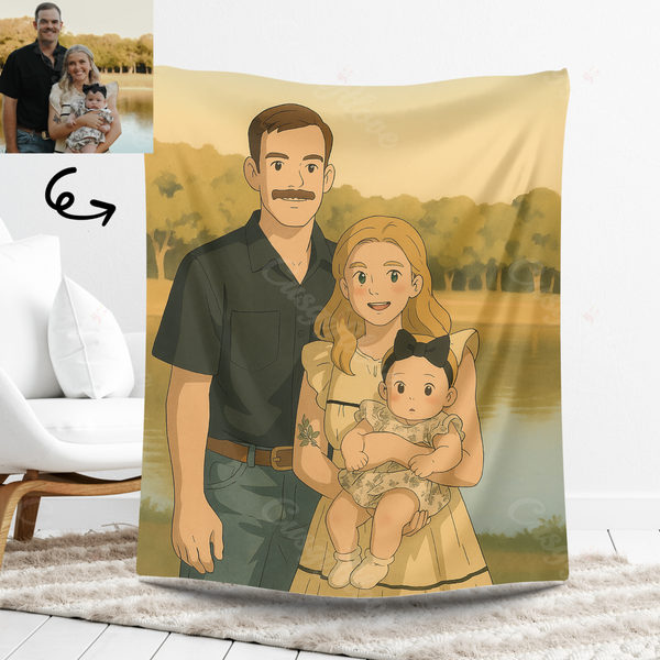 Custom Blanket Gibli Style Mother's Day Gift - soufeelau