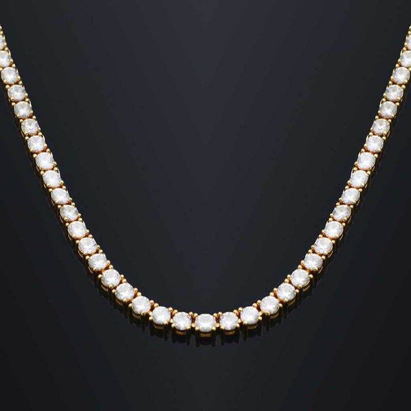 Spring Clasp Gold Tennis Necklace Fashion Hip Hop Style - soufeelau