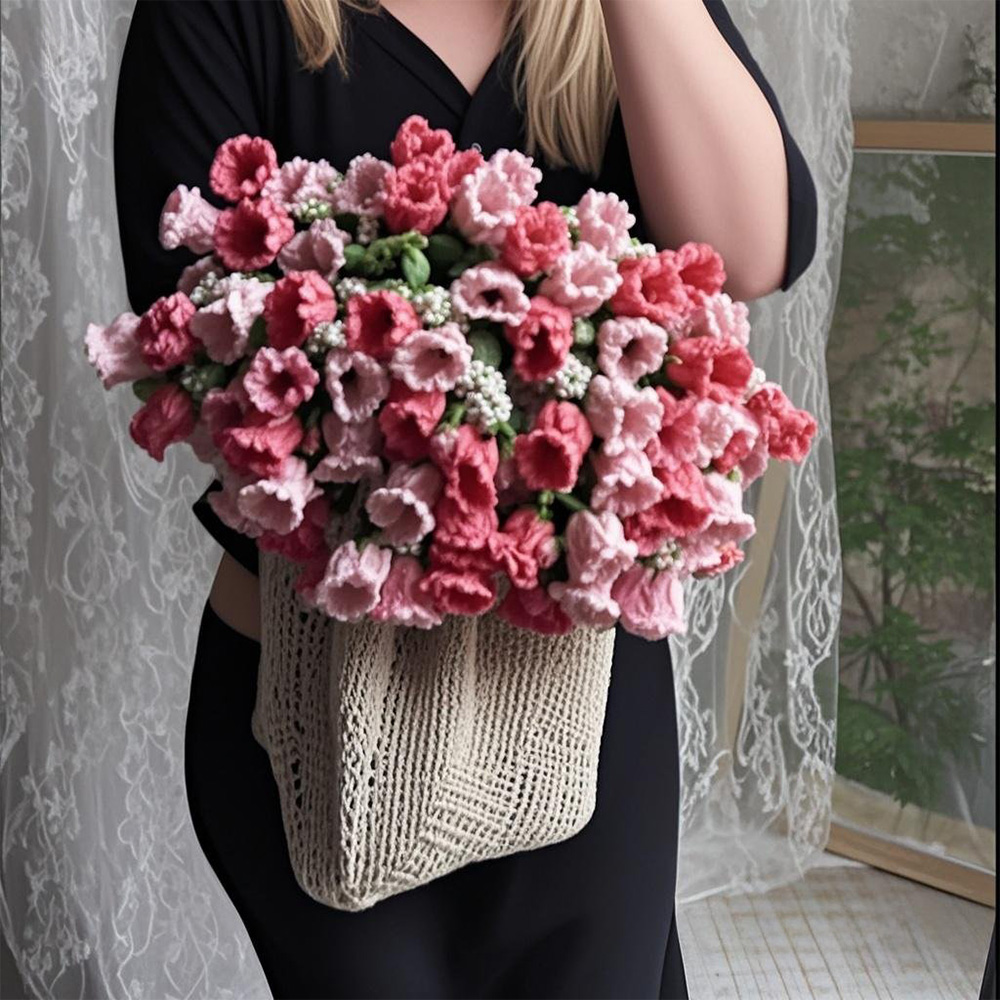 Hand-Knitted Rose Blanket DIY Kit & Ready-Made Gift for Mother's Day Valentine's Day