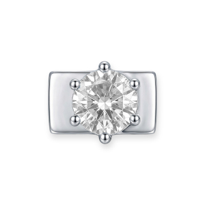 Transparent White Round Diamond Charm - Silver