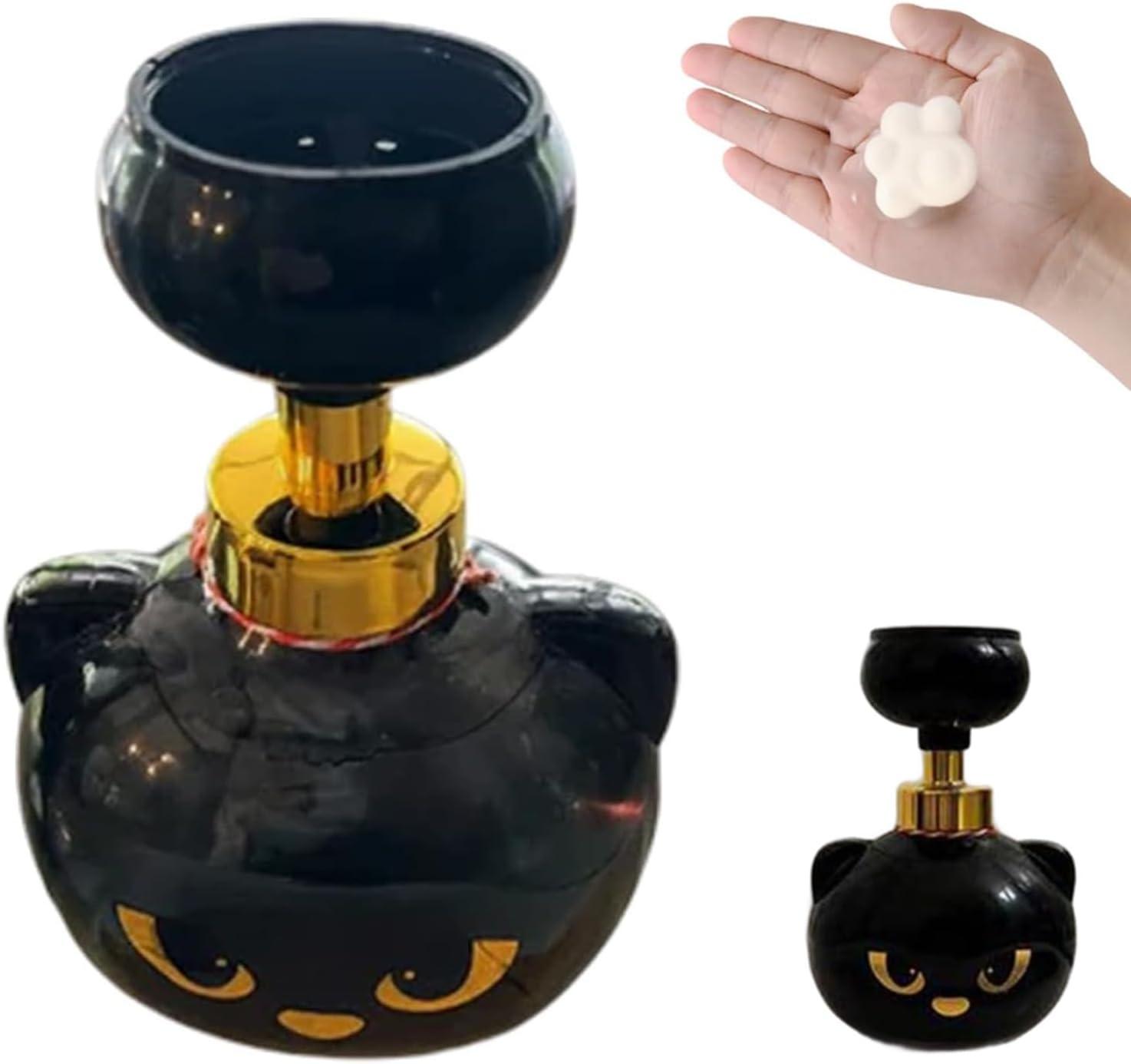 Cute Cat Paw Foam Soap Dispenser, Black Kitten Foaming Pump Bottle Creates Paw-Shaped Foam, Refillable Empty Hand Soap Pump Container for Bathroom Kitchen, Cat Lovers Gift - soufeelau