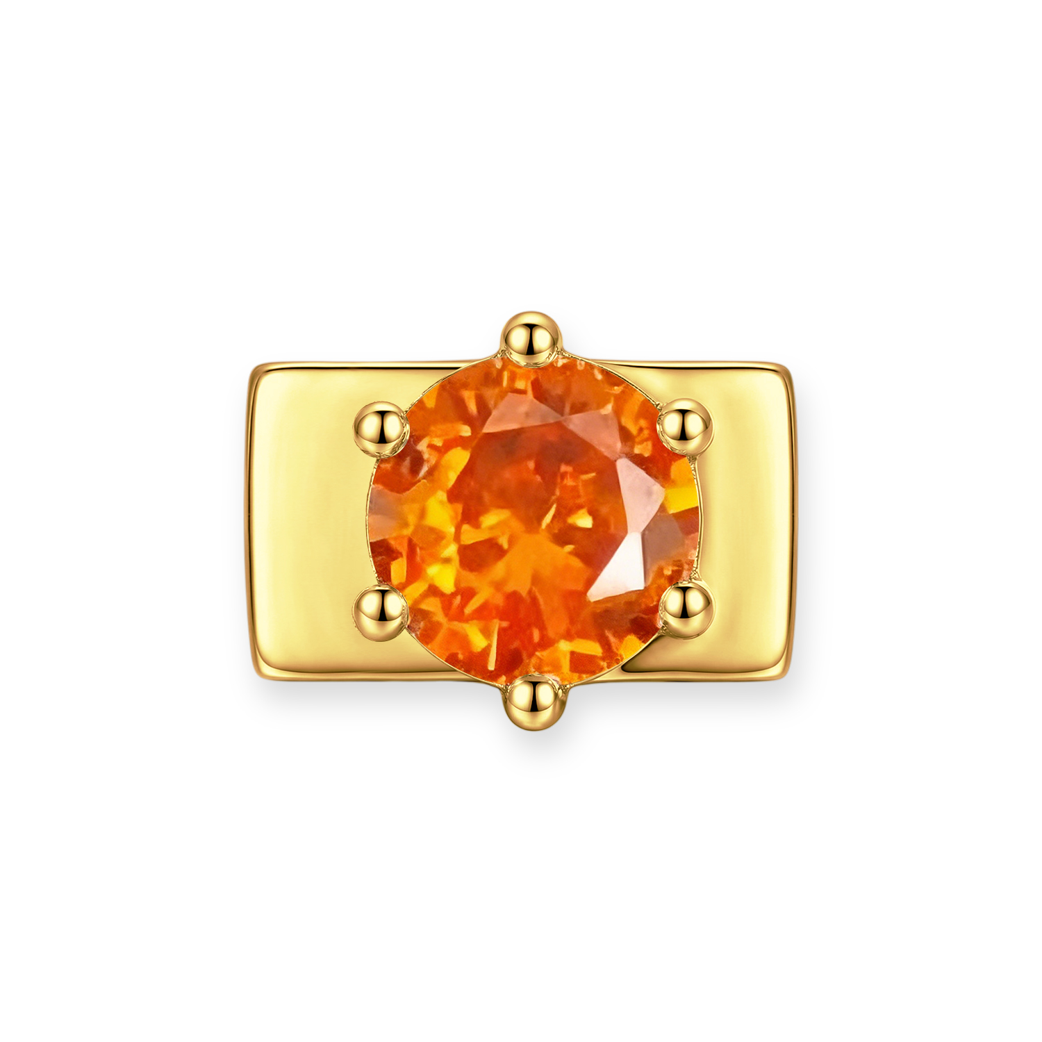 Orange Round Diamond Charm - Gold - soufeelau