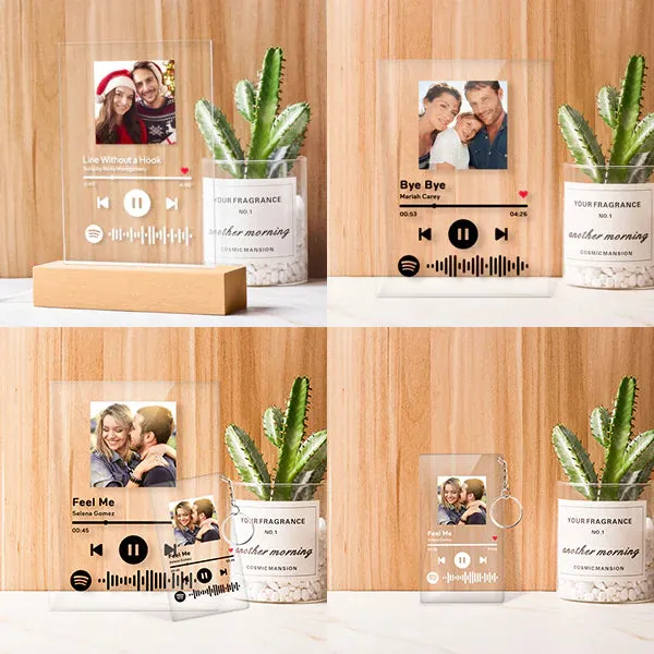 Scannable Spotify Code Plaque Keychain Music and Photo Acrylic, Song Keychain Gifts 2.1in*3.4in (5.4*8.6cm)