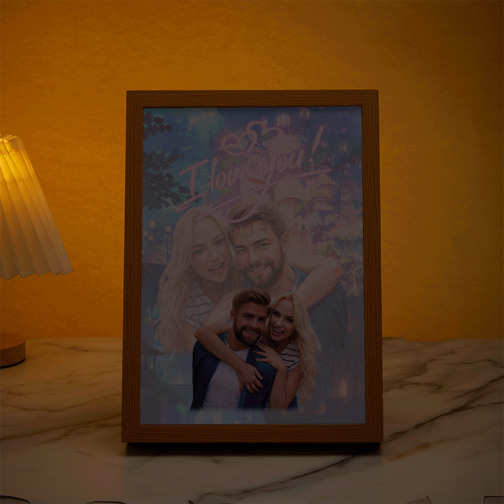 Customizable Art Framed Lamps for Couples Personalized Miracle Light Couple Portraits Best Anniversary Gift - soufeelau