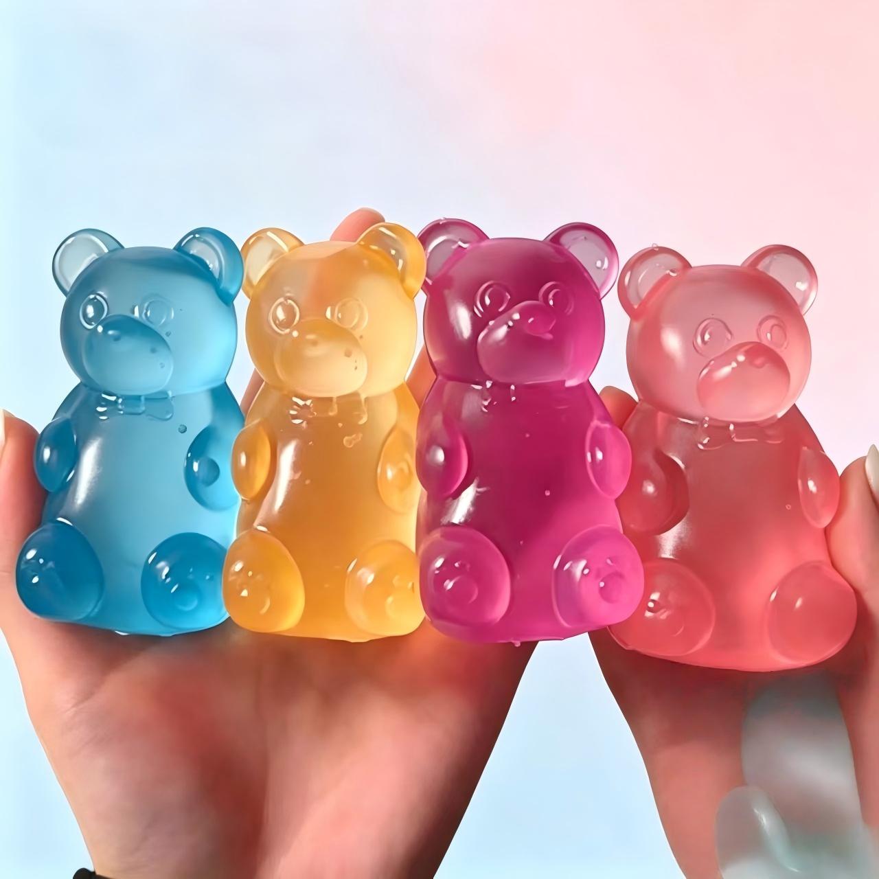 Cute Bear Marshmallow Squeeze Toy – Soft Kawaii Bear Squishy, Stress Relief Fidget Toy, Fun Novelty Gift for Kids & Adults - soufeelau