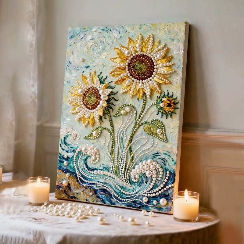 DIY Pearl Painting Kit with Beginner-Friendly Craft Set and Frame Elegant Beads Art Perfect Gift for Family for Friends for Yourself - soufeelus