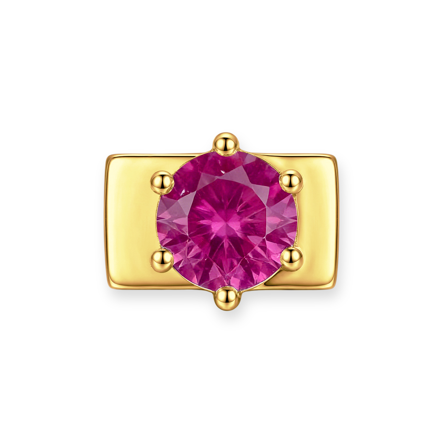 Rose Pink Round Diamond Charm - Gold - soufeelau