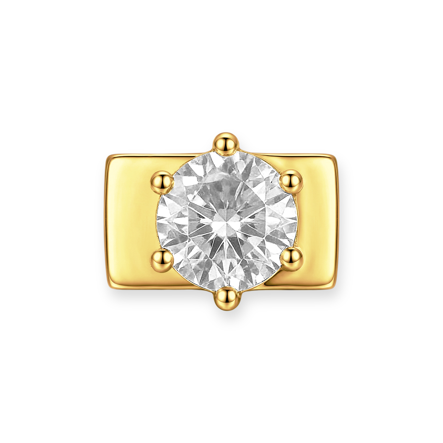 Transparent White Round Diamond Charm - Gold - soufeelau