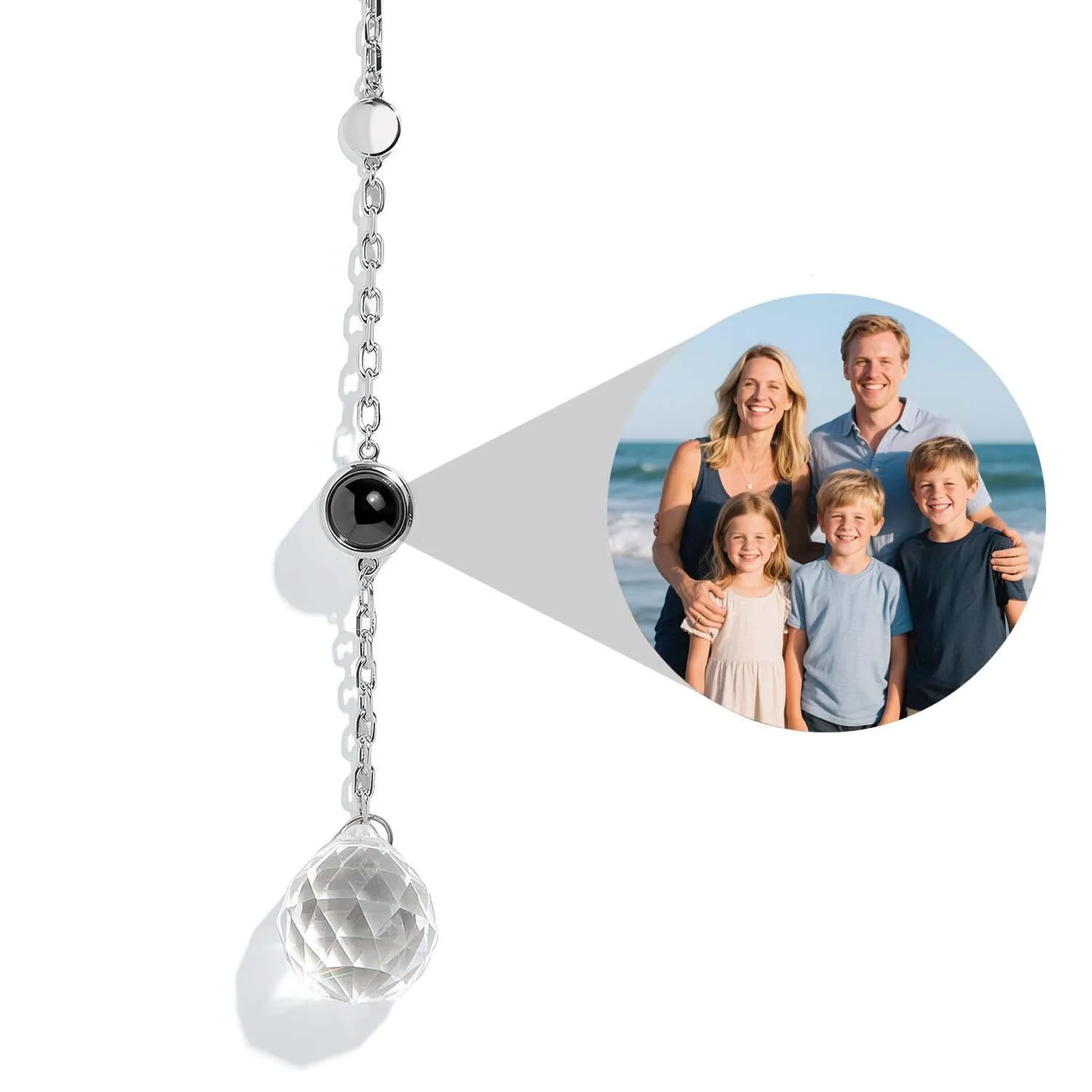 Personalized Circle Photo Sun Catcher Projection Ornament Car Decor Ornaments Family Gifts - soufeelau