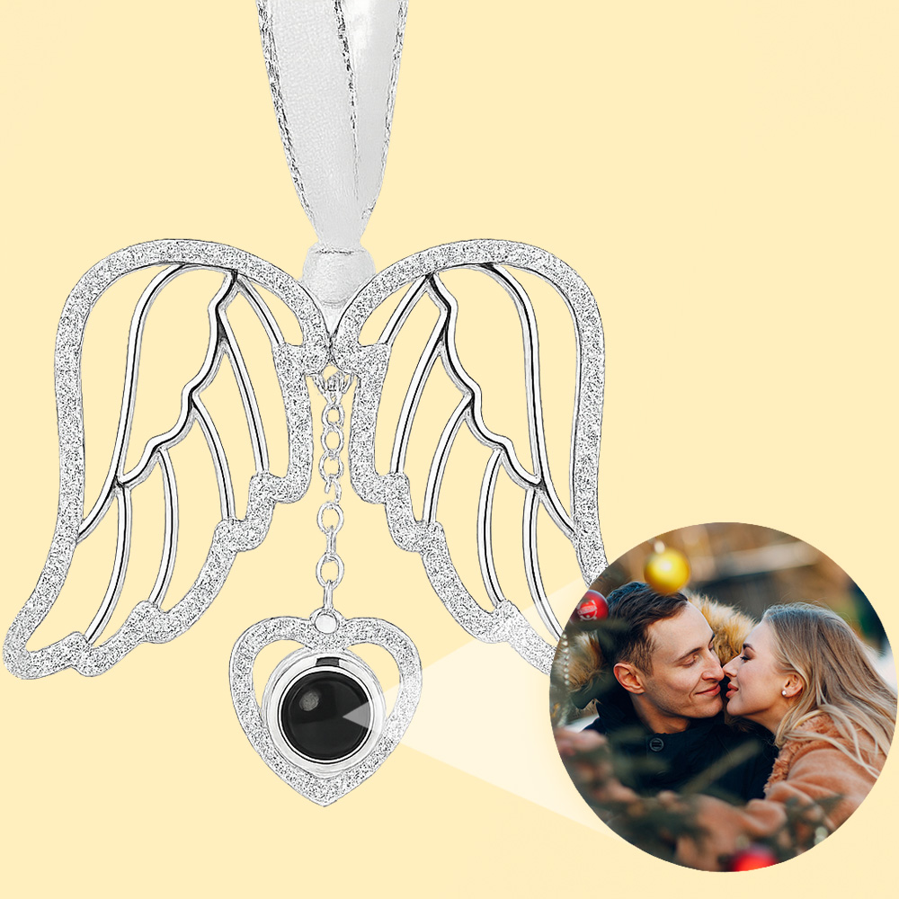 Personalized Angel Wing Heart Photo Ornament Projection Gem Ornament Christmas Tree Ornament Christmas Gifts - soufeelau