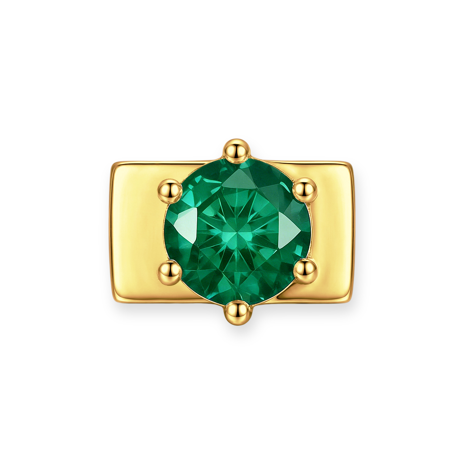 Dark Green Round Diamond Charm - Gold - soufeelau