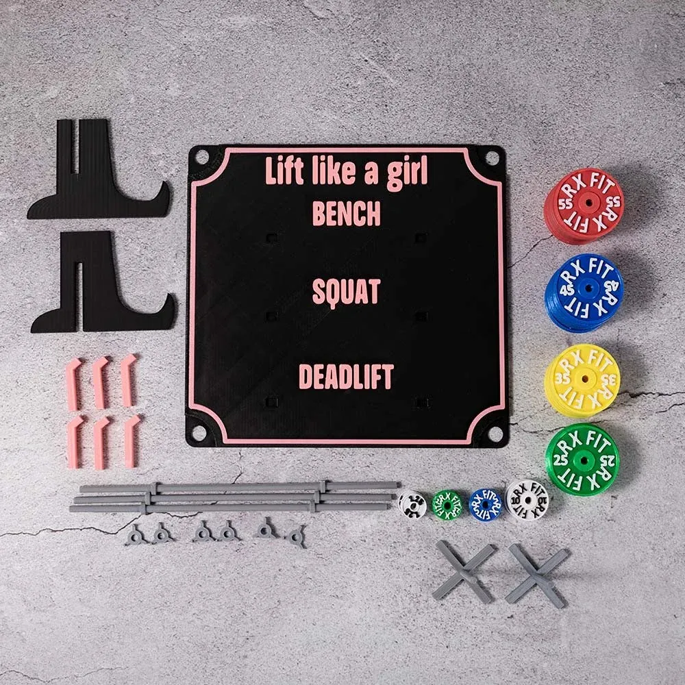 Custom Weightlifting Personal Tracking Board, 3D Printed Fitness Recording Board with Minibarbells for Home Gym Workout, Gift for Sports Lover - soufeelau