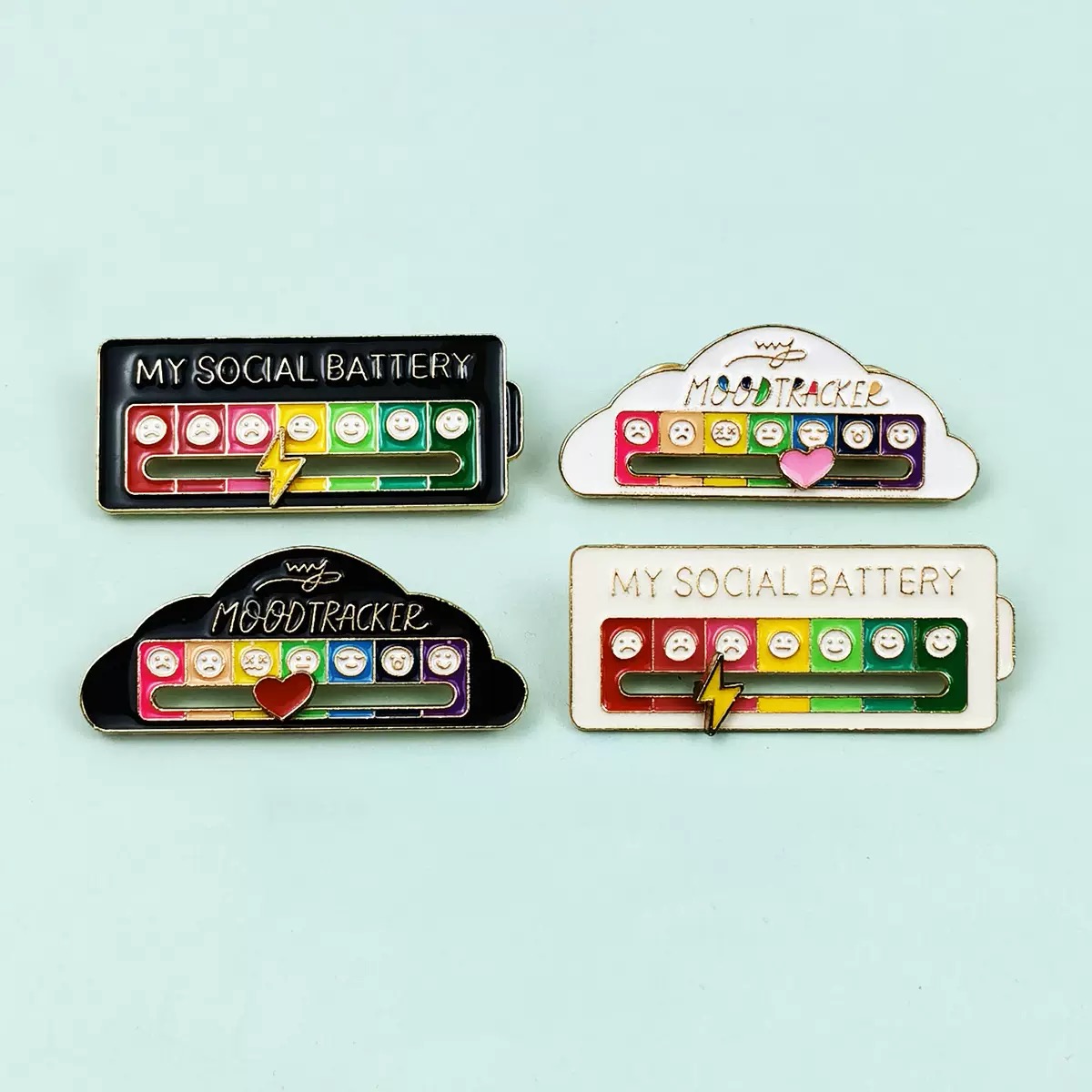 Funny Social Battery Mood Tracker Pin Creative Gift for Friends - soufeelau