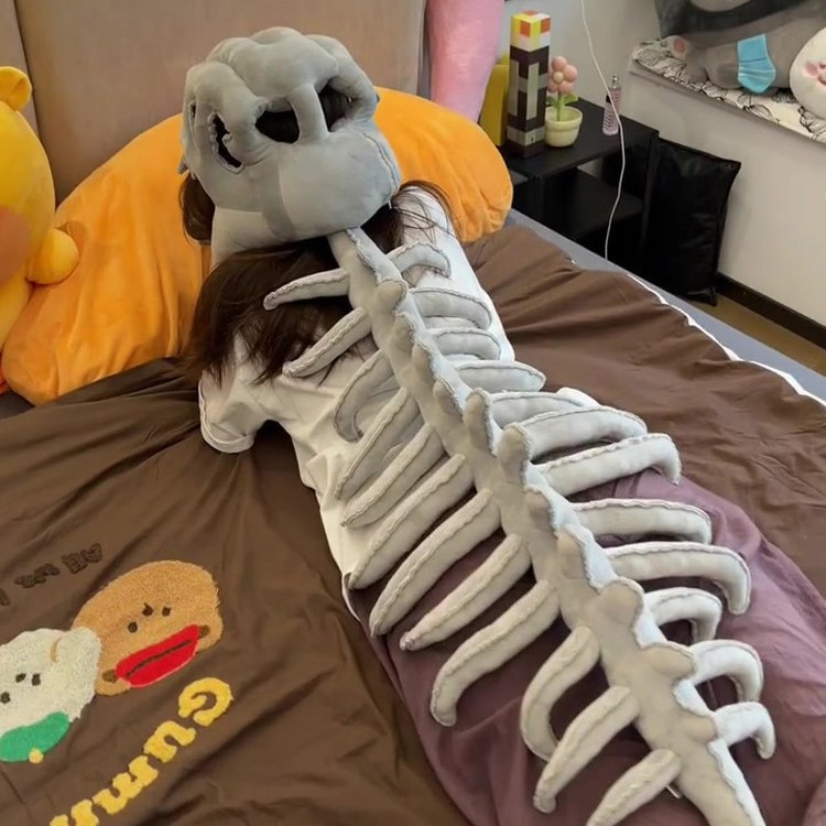 Funny Dinosaur Skeleton Plush Toy Costume Creative Dino Head Plush Dress-Up Doll Cute Gift - soufeelau