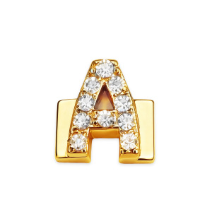 Letter With Diamond A Charm - Gold