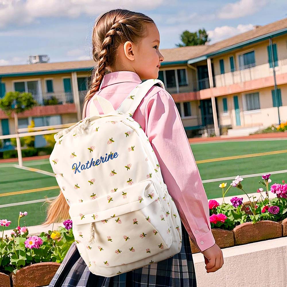Personalized Schoolbag Flower Girl Student Customized Name Backpack Gift for Her - soufeelau