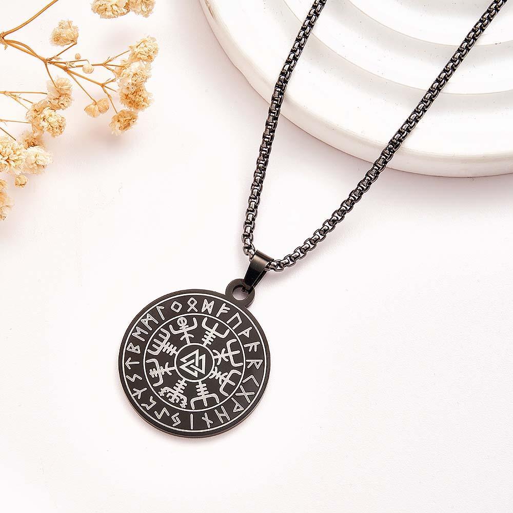 Engravable Necklace Norse Compass Viking Pendant Necklace For Men - soufeelau