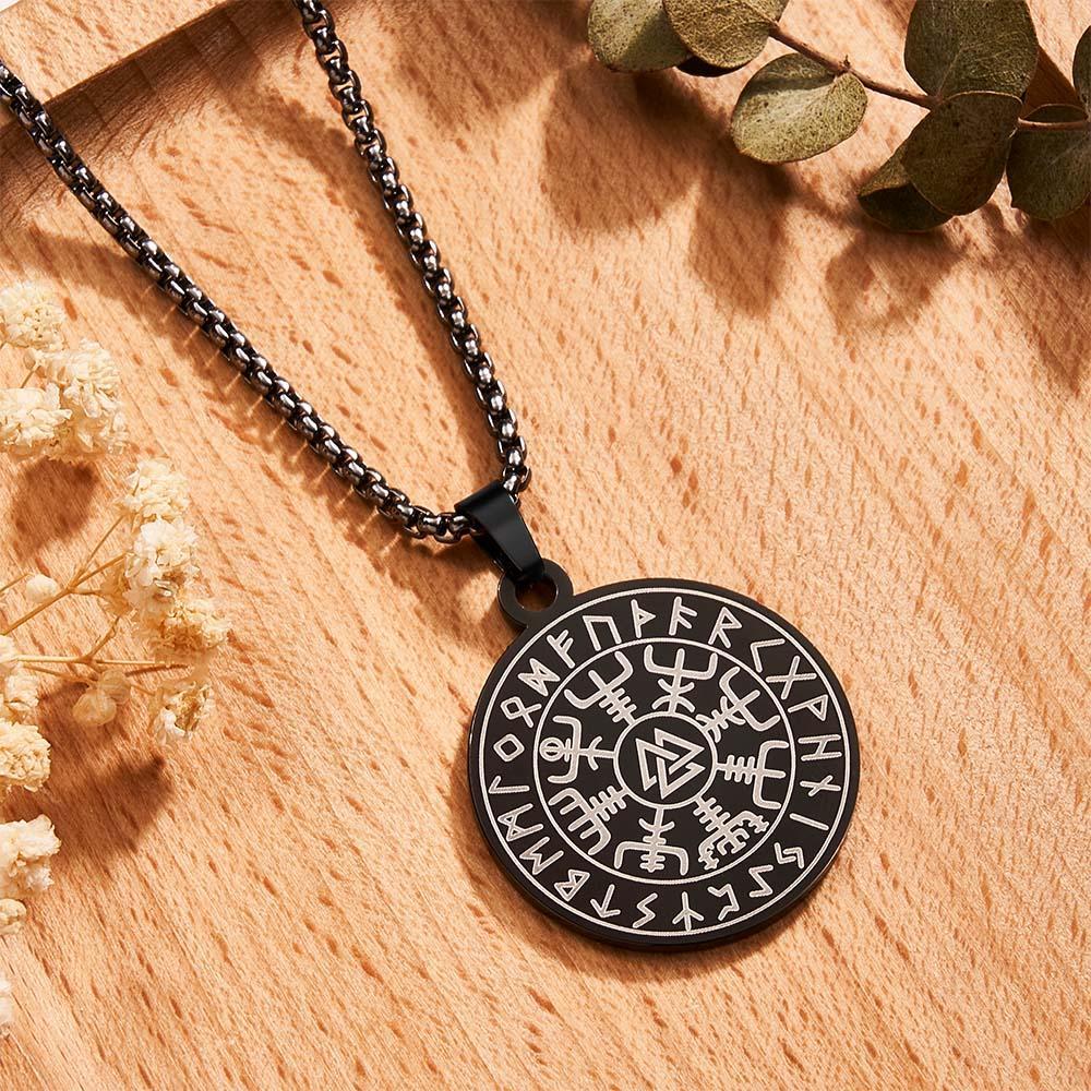 Engravable Necklace Norse Compass Viking Pendant Necklace For Men - soufeelau