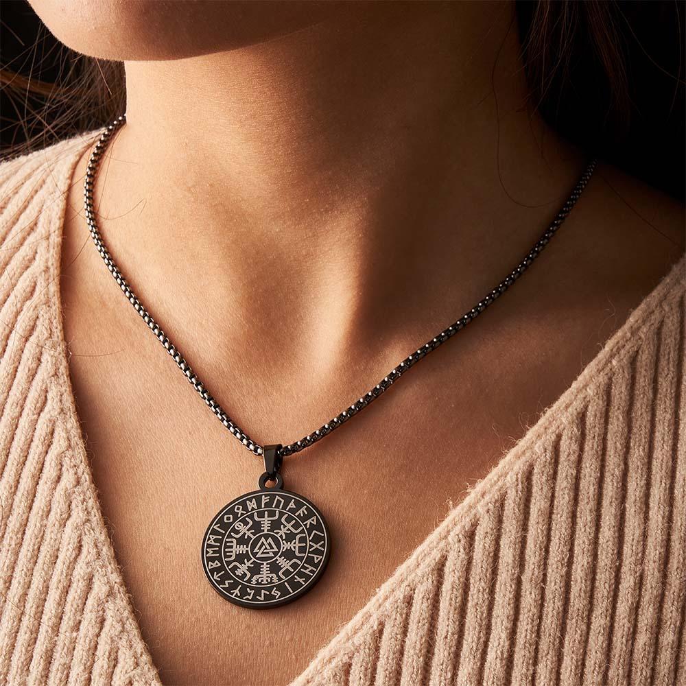 Engravable Necklace Norse Compass Viking Pendant Necklace For Men - soufeelau