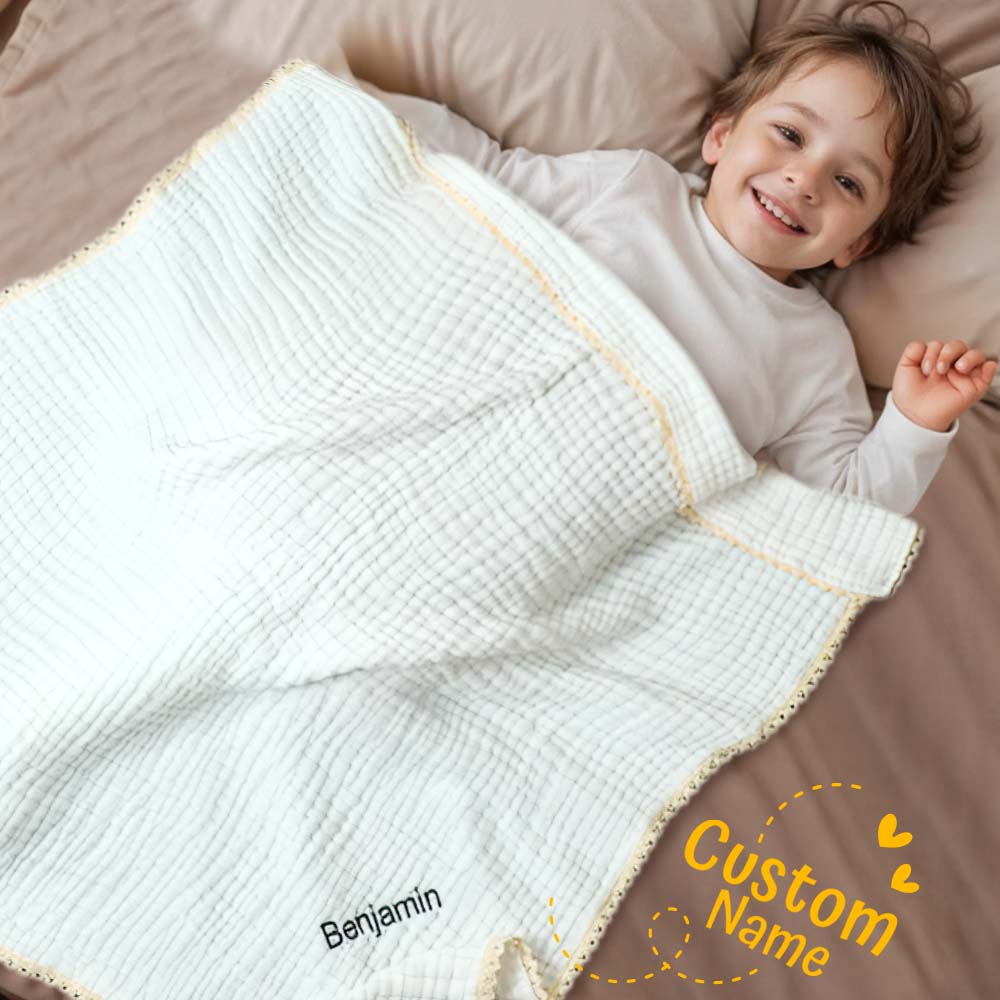 Personalized Lace Blanket with Embroidered Name Gift for Baby - soufeelau