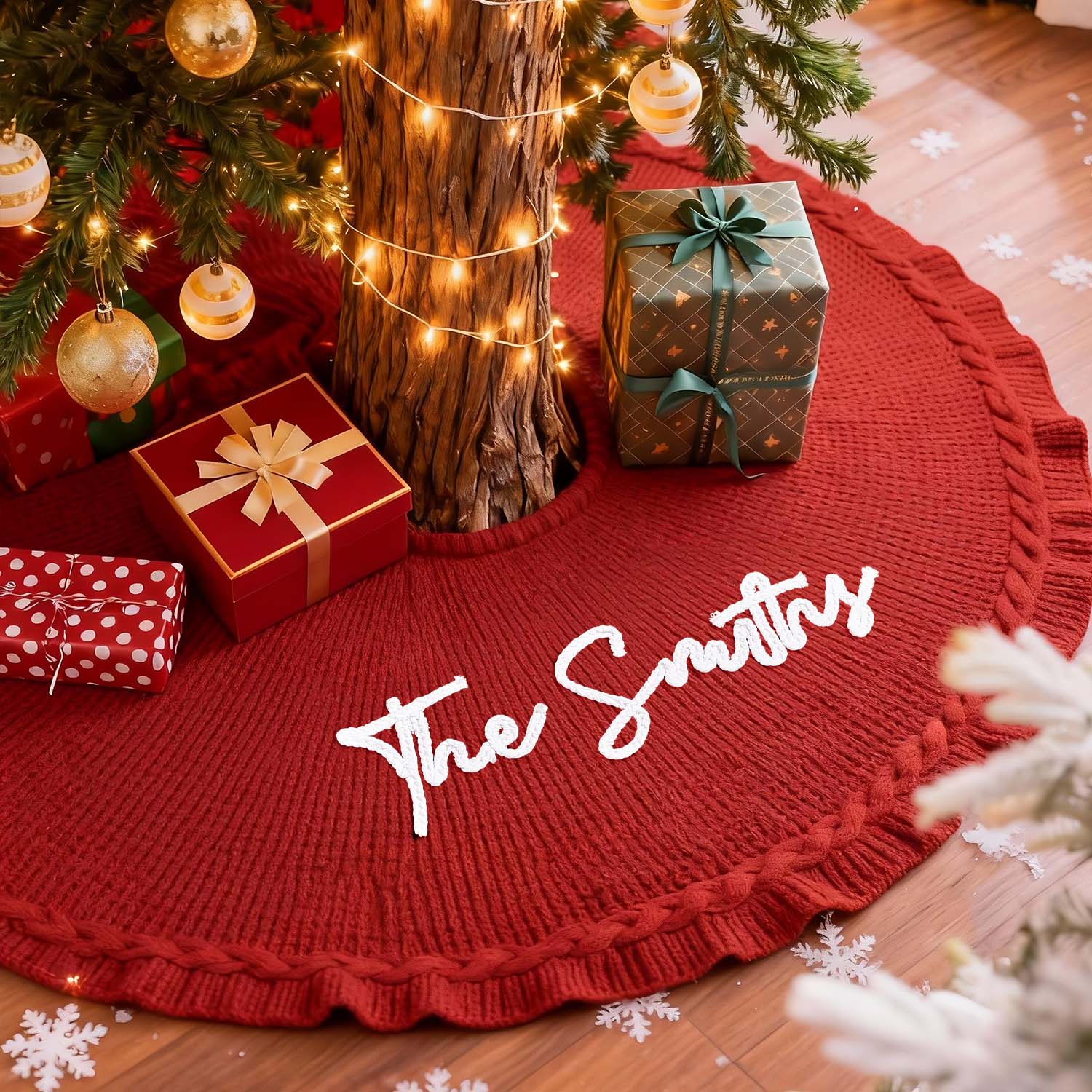 Custom Name Christmas Tree Skirt Family Christmas Tree Skirts Custom House Warming Gift Christmas Home Decor Christmas Decorations - soufeelau