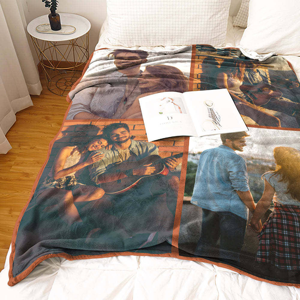 Custom Photo Blanket Personalized Collage Photo Blanket Photo Album Blanket Gifts for Lovers - soufeelau