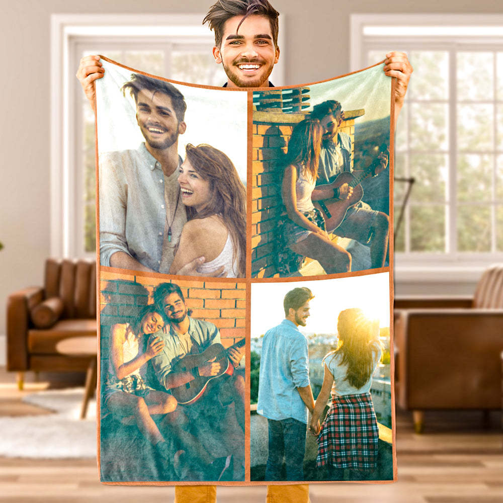 Custom Photo Blanket Personalized Collage Photo Blanket Photo Album Blanket Gifts for Lovers - soufeelau