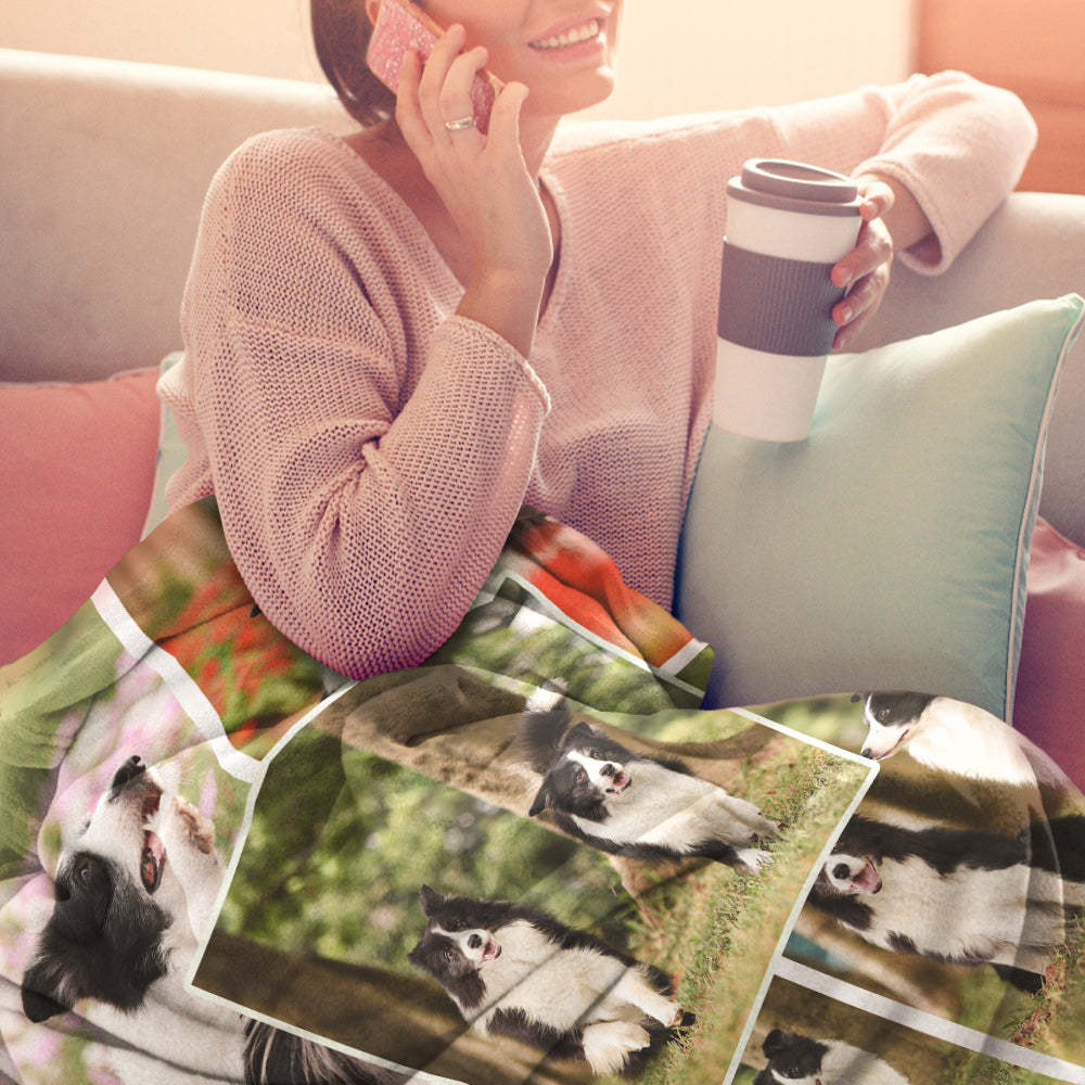 Custom Photo Blanket Personalized Collage Photo Blanket Photo Album Blanket Gifts for Lovers - soufeelau