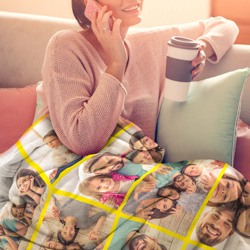 Custom Photo Blanket Personalized Collage Photo Blanket Photo Album Blanket Gifts for Lovers - soufeelau