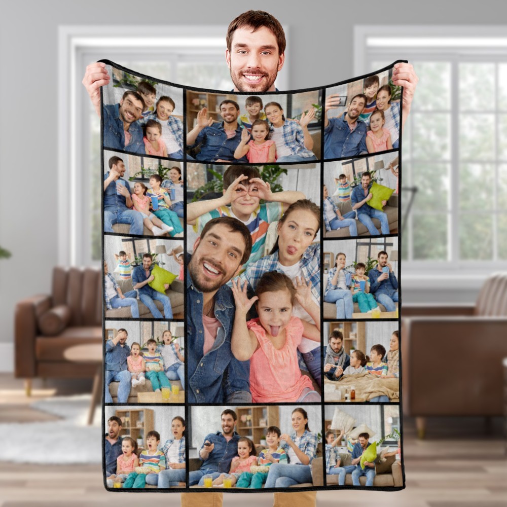 Custom Photo Blanket Personalized Collage Photo Blanket Photo Album Blanket Gifts for Lovers - soufeelau