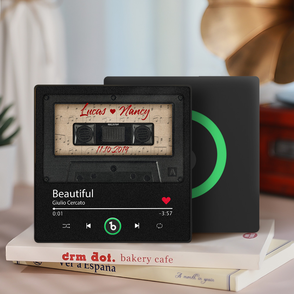Custom Music Fridge Magnet Retro Black Cassette Tape Music Fridge Magnet New 4.0 Upgrade Music Wall Photo Sticker Music Movement That Can Be Played Gift for Couple - soufeelau
