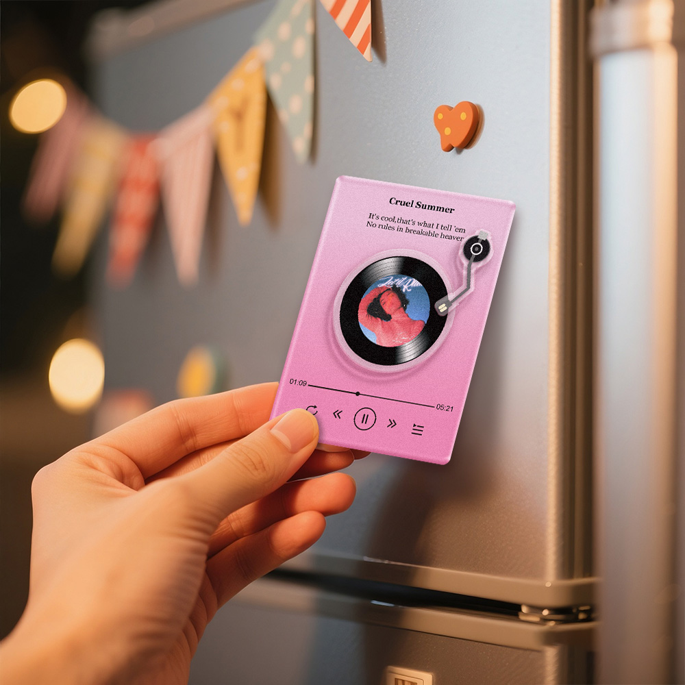 Custom Nfc Music Fridge Magnet Acrylic Record Custom Lyrics Rotating Fridge Magnet - soufeelau