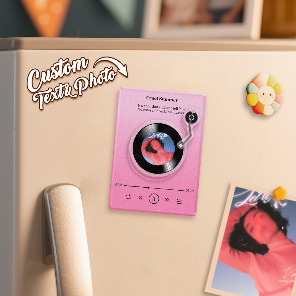Custom Nfc Music Fridge Magnet Acrylic Record Custom Lyrics Rotating Fridge Magnet - soufeelau