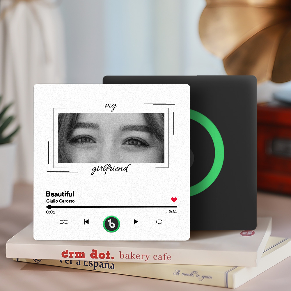 Custom Eyes and Name Music Fridge Magnet and Photo with Frame Music Wall Photo Sticker Music Movement That Can Be Played Best Gifts for Her - soufeelau