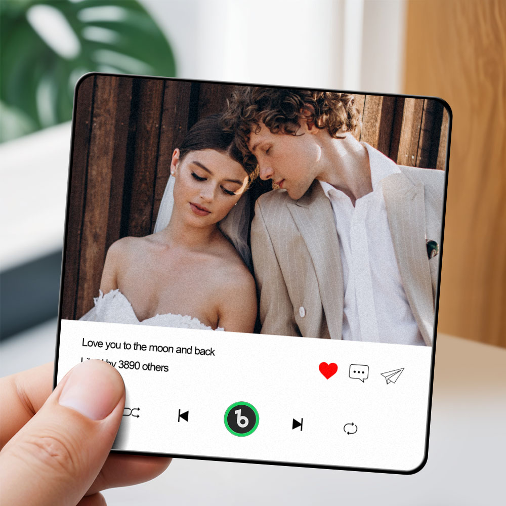 Custom Photo and Text Music Fridge Magnet with Colorful Frame Music Wall Photo Sticker Music Movement That Can Be Played