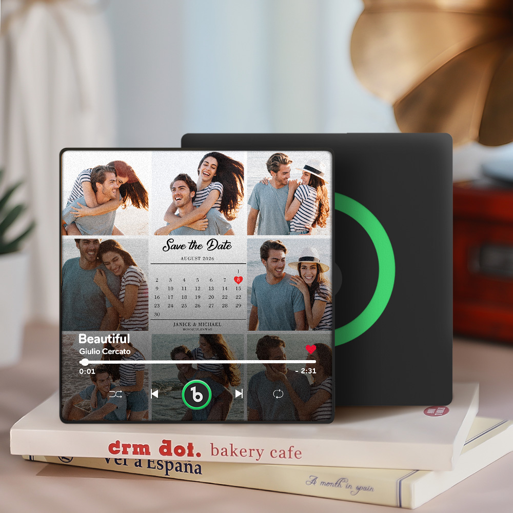 Custom Photo and Calendar Music Fridge Magnet Custom Text Frame Music Wall Photo Sticker Music Movement That Can Be Played Gifts for Anniversary - soufeelau