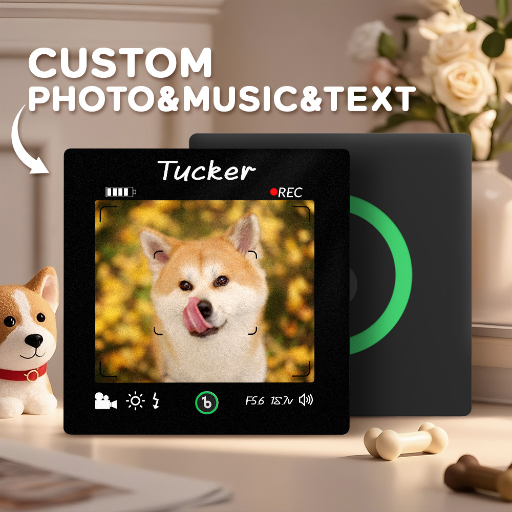 Custom Photo and Text Music Fridge Magnet Frame Music Wall Photo Sticker Music Movement Camera Style Gifts - soufeelau
