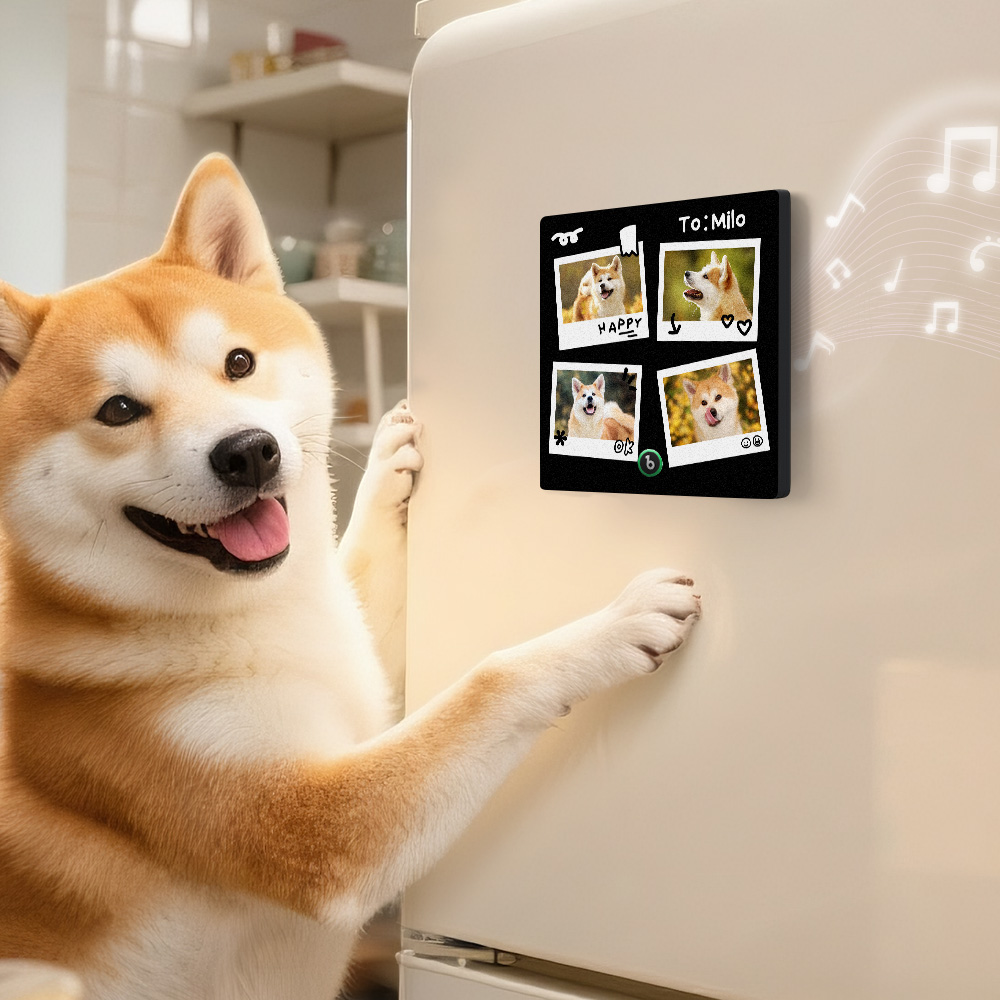 Custom 4 Photo and Name Music Fridge Magnet Frame Music Wall Photo Sticker Music Movement Photograph Anniversary Gift - soufeelau
